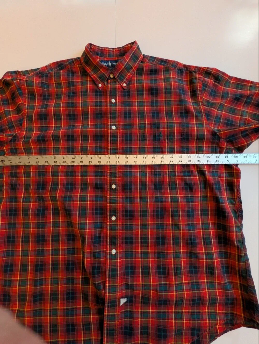 Polo Ralph Lauren Short Sleeve Button Down Shirt, XXL, Red/Green/Blue Plaid
